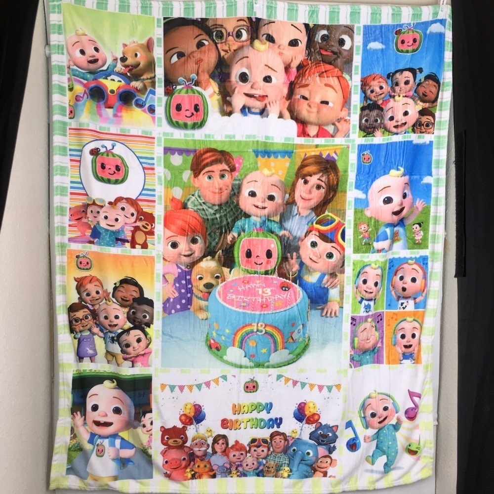 CoComelon Plush Fleece Throw Blanket Happy Birthday Graphic